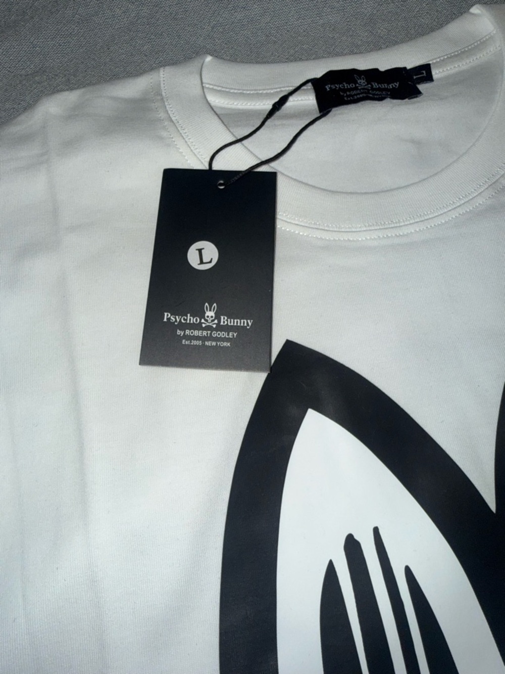 Psycho Bunny White Tee with Black Graphic